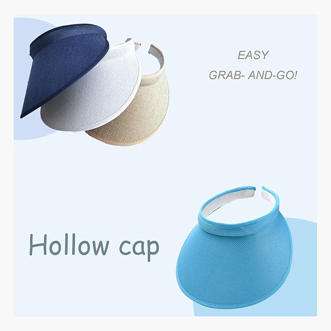 Cloth Covered Slip-On Visor for Women, Adjustable Cap Sports Sun Visors for Men
