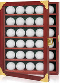 Golf Ball Display Case, Solid Wood Golf Ball Holder, Wall Mounted Golf Ball Rack with Acrylic Door for Golf Enthusiasts (Mahogany, for 30 Golf Balls)