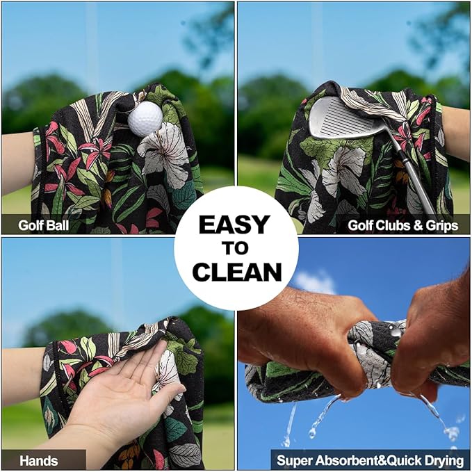 montela golf Towel Magnetic Golf Towel for Golf Bags with Clip for Men & Women，Microfiber Fabric Waffle Pattern Golf Towels for Strong Hold to Golf Carts or Clubs