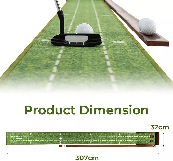 Indoor Golf Putting Mat with Putter & 5 Balls, Auto Ball Return Set, Velvet Matt for Home, Office, Backyard, Golf Gift
