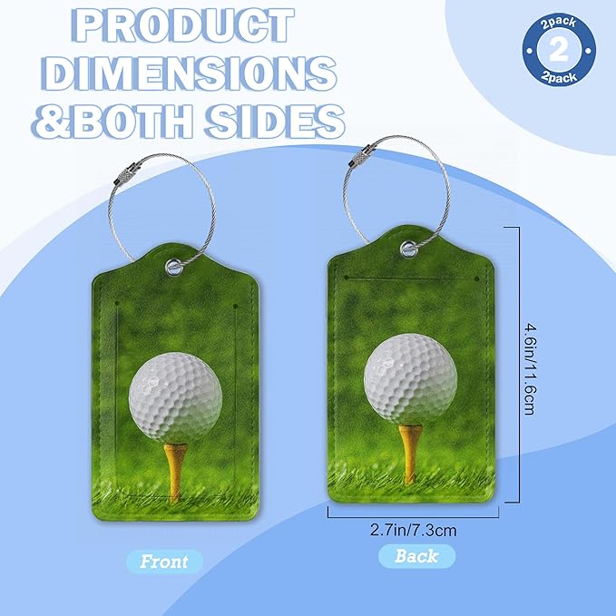Luggage Tags for Suitcase,2 Pack Golf Ball Luggage Tag with Privacy Flap,Name ID Label and Metal Loop for Women Men Teens Travel