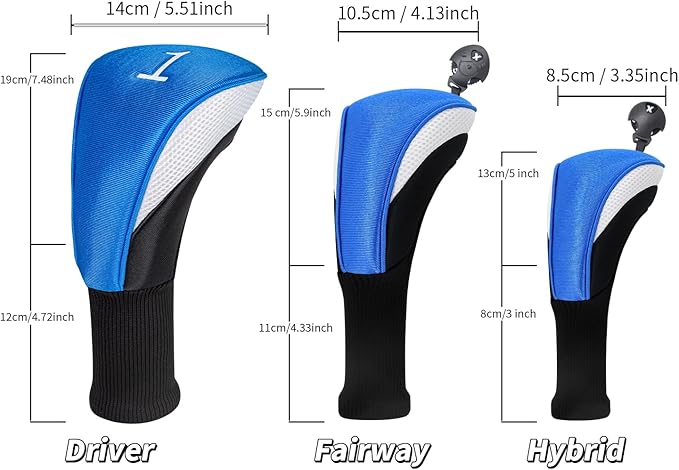 Golf Head Covers for Fairway Woods Driver Hybrids 5 Pieces Nylon Mesh Sports Fan Golf Club Headcovers-Golf Accessories for Men Women.