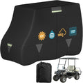 Tuszom 100% Waterproof 1200D Solution-Dyed Golf Cart Cover Universal Fit Yamaha,Honda,Club Car,EZGO and Most Brand Golf Cart for 2/2+2/4/4+2/6 Seats with Zipper Door,Storage Bag