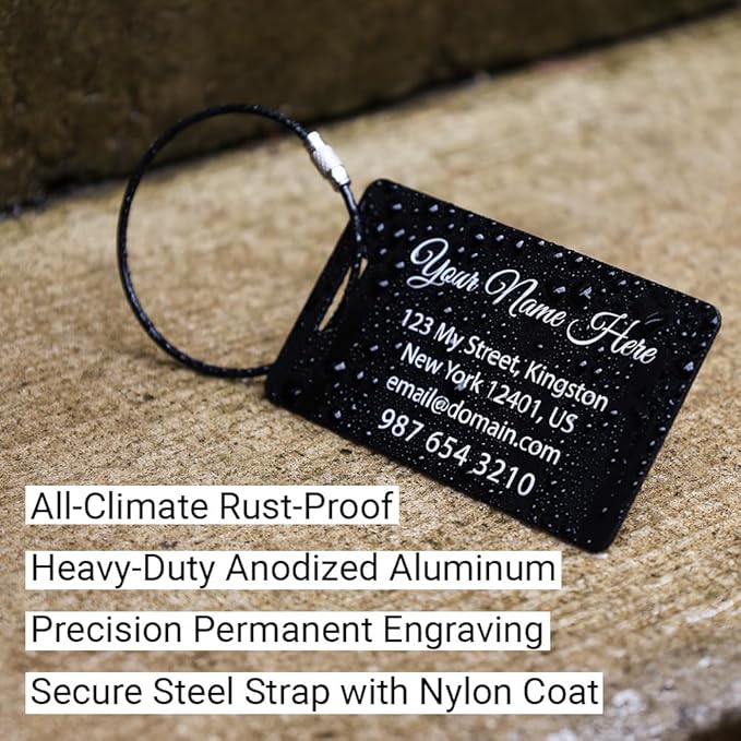 Luggage Tags for suitcases - Customized Handmade Luggage Tag -Laser Engraved Metal Luggage Tags with Stainless Steel Wire Loops Pack of 4 (Light Purple, 2x3.5)