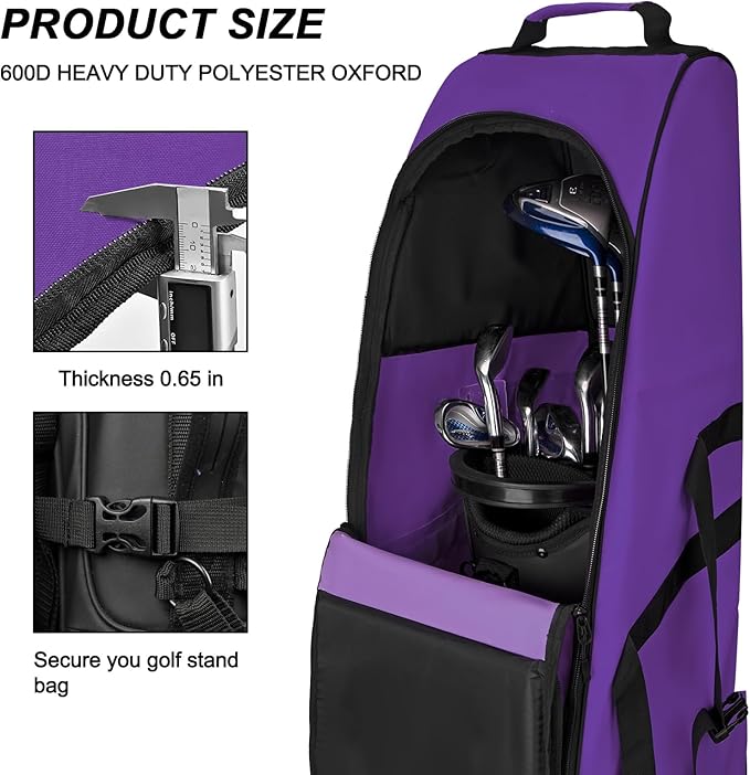 Goloni Golf Travel Bag with Wheels, Golf Travel Case for Airlines, 900D Heavy Duty Oxford Wear-Resistant Soft-Sided