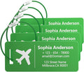 4 Pack Personalized Luggage Tags, Custom Engraved Aluminum Luggage Tags with Your Personalized Text, Waterproof Metal Name Tags with Steel Loop for Bags, Suitcase, Baggage, Backpack (Green, Small)