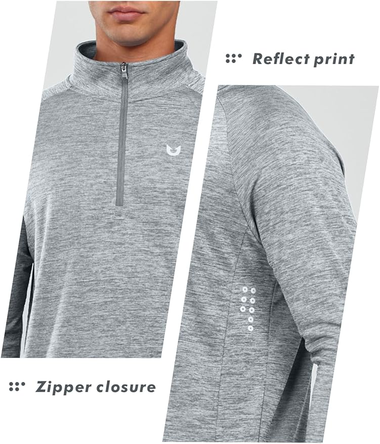 NORTHYARD Quarter Zip Pullover Men Running Shirt Long Sleeve Moisture Wicking Quick Dry Athletic Workout Shirts