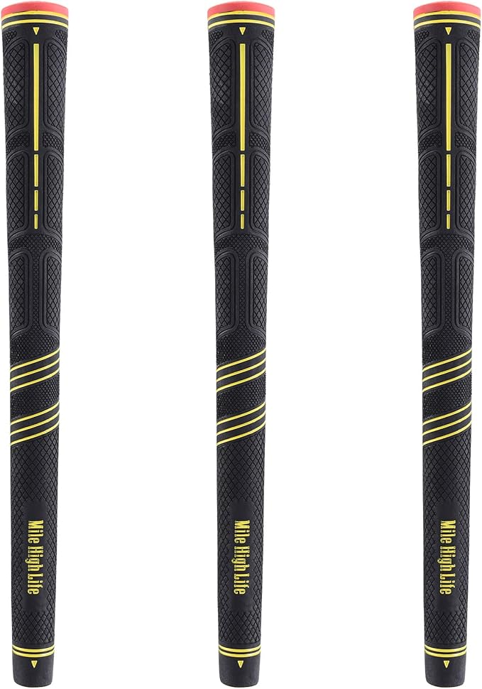 Mile High Life Golf Grips 13 Pack / 3 Pack - All-Weather Soft Rubber Golf Club Grips - High Shock Absorption, Enhanced Traction - Standard, Midsize & Jumbo Size (Core 0.58"-0.61")