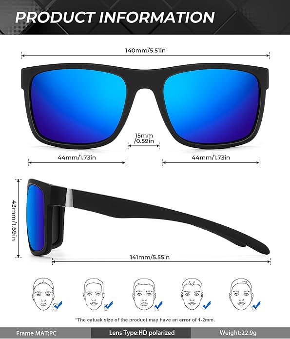 KALIYADI Polarized Sunglasses for Men and Women, Mens Sun Glasses with UV Protection for Driving Fishing Golf (3 Packs)