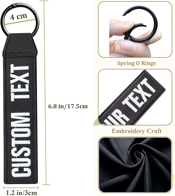 Personalized Keychain Tags, Double-Sided Embroidery Text Number Tag, ID Identifiers Labels with Clip for Women Men Travel Bag Suitcase Backpacks Keys, Baggage Tags to Quickly Spot Luggage Suitcase
