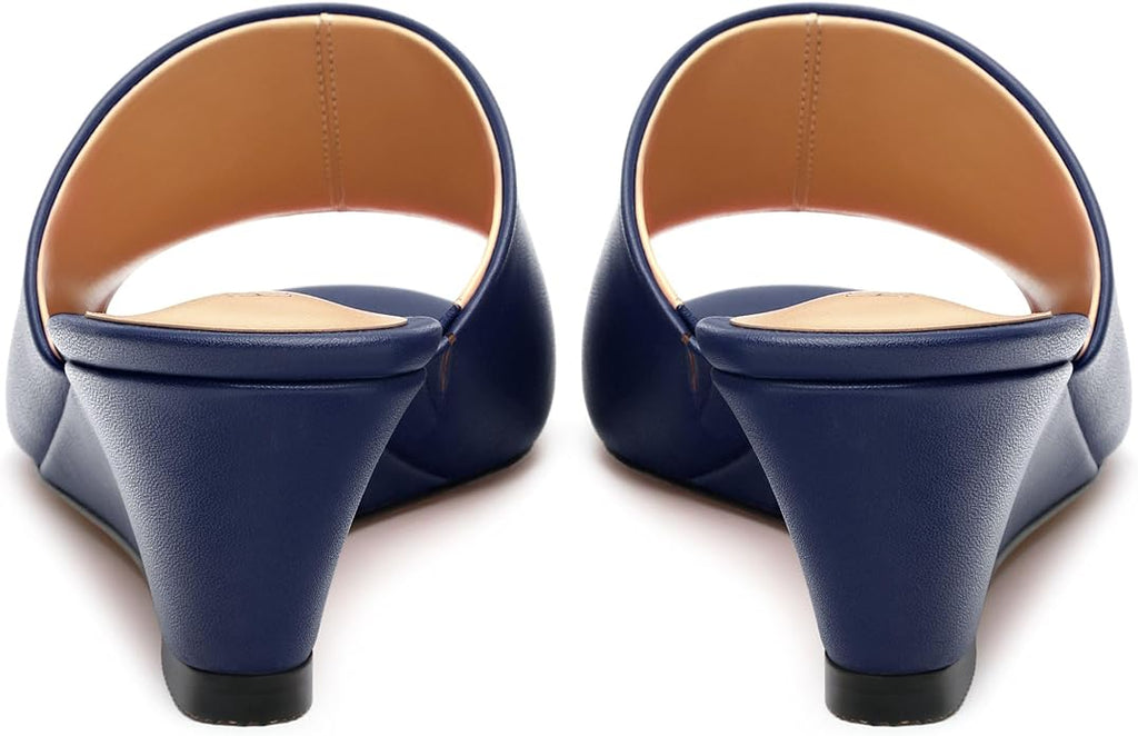 Wedge Sandals for Women Open Toe Wedge Heels Womens Matte High Heel Sandal Round Toe Heeled Wedge Sandals Slip on Casual shoes 2 inch