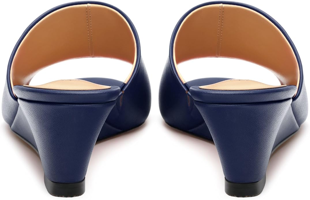 Wedge Sandals for Women Open Toe Wedge Heels Womens Matte High Heel Sandal Round Toe Heeled Wedge Sandals Slip on Casual shoes 2 inch