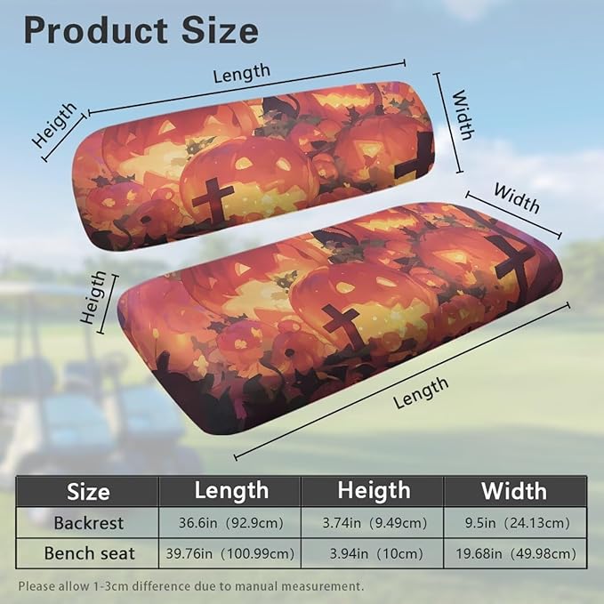 Golf Cart Seat Covers, Universal Fit & Nonskid Bottom Fits for Club Car 2 Person Seats Golf Carts