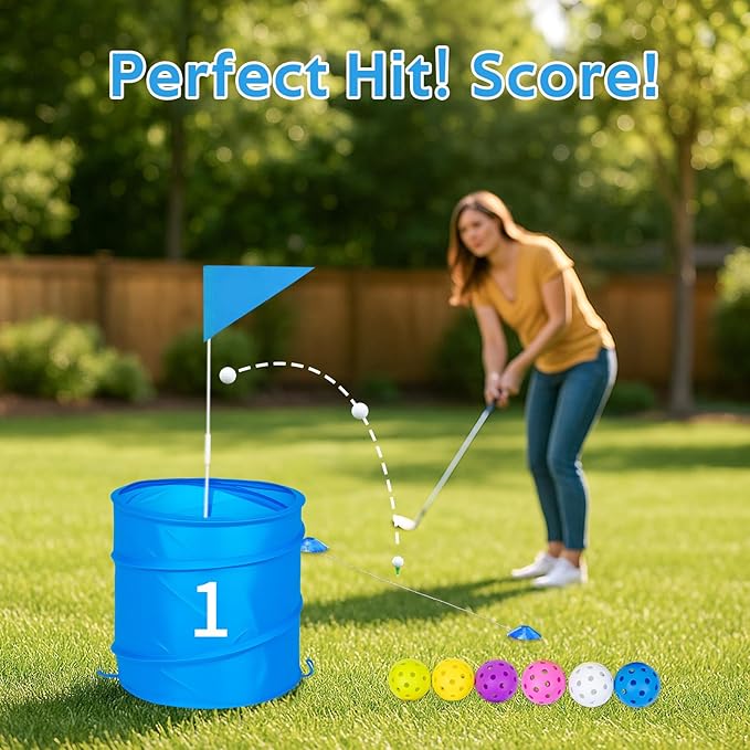 9 Holes Backyard Golf Game with 2 Clubs,Yard Game for Adult and Family,Beach,Lawn,Camping,Park