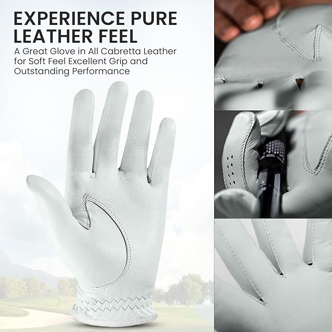 FINGER TEN Golf Gloves Women All Premium Cabretta Leather 1 Pack, Soft Comfortable & Breathable Grip Glove with Ball Marker Left Hand for Right Handed Golfer
