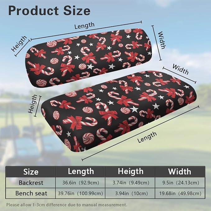 Golf Cart Seat Covers, Universal Fit & Nonskid Bottom Fits for Club Car 2 Person Seats Golf Carts