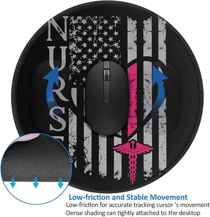 Nurse Flags Mouse Pad,RN Day Mouse Pads for Desk, Stitched Edge Mousepad with Non-Slip Rubber Base, Gaming Mouse Mat for Computer Laptop Home Office