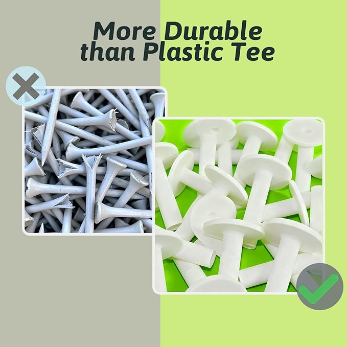 Rubber Golf Tees for Mats, Durability and Stability, Suitable Golf Tee Holder for Driving Range & Simulator, 6pc Mixed Sizes, Reusable Golf Mat Tee - Golf Accessories for Indoor & Outdoor