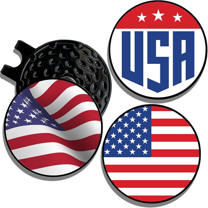 Wolf Golf Towels Golf Ball Marker Hat Clip Set | Multiple Sets to Choose from | 1 Magnetic Clip + 3 Ball Markers | Golf Accessories for Men & Women