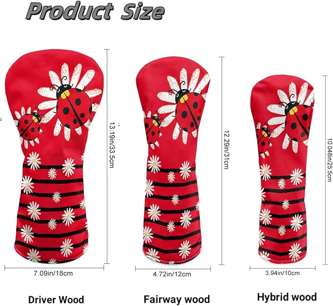 Golf Club Head Covers for Club Protective, Waterproof PU Leather Driver Fairway Wood Hybrid Head Cover