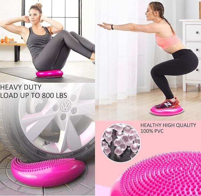 NEISHNG 3-Pack Stability Wobble Cushions with Hand Pumps, Kids Sensory Wiggle Seat for Classroom, Core Trainer Balance Disc for Gym and Home Workout (5 Color)