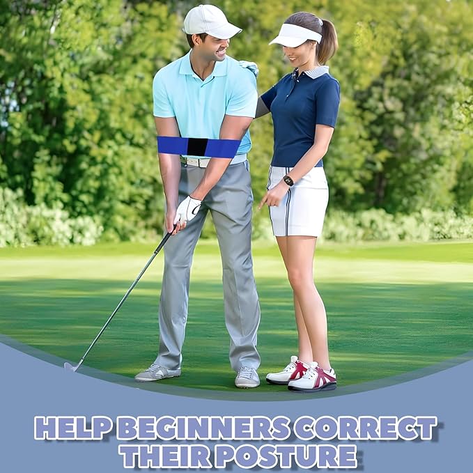 Golf Swing Aid, 2Pcs Elastic Resistance Swing Correcting Arm Band - Golf Swing Posture Training Belt with Anti - Slip Strip for Correction, Strength Enhancement & Consistent Stroke Improvement