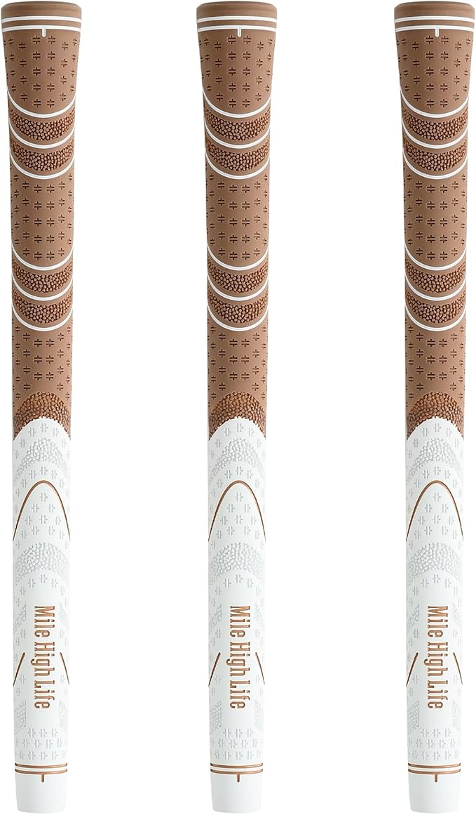 Mile High Life Golf Grips 13 Pack / 3 Pack - All-Weather Soft Rubber Golf Club Grips - High Shock Absorption, Enhanced Traction - Standard, Midsize & Jumbo Size (Core 0.58"-0.61")