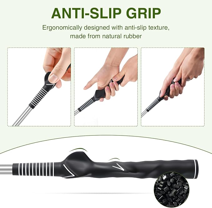 Retractable Golf Swing Trainer, Portable Grip Trainer and Training Auxiliary Elastic Band for Beginners, Indoor & Outdoor Practice(Black)