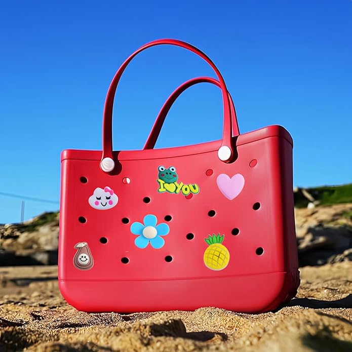 Charms for Bogg Bag Accessories Beach Baseball Charms 30pack Random Color Cute PVC Rubber Beach Bag Charm Decoration,Bag Charm for Handbags Tote bags Girls Women