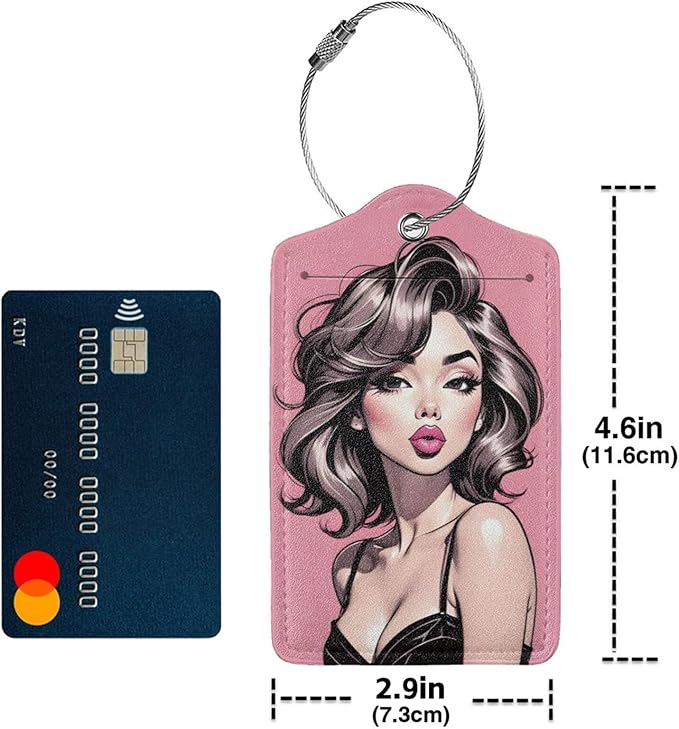 TSA Approved Luggage Tags for Suitcases Girly Beautiful Woman 2 Pack Funny Leather Carnival Cruise Airport Cute Travel Name Tags Golf Bag tag Ships Essentials Privacy Cover ID Label for Women Men