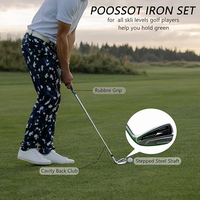 Golf Irons Individual,Driving Iron Golf Iron Set for Men 5,6,7,8,9,P,S,W Right Handed with Beginner's Iron Set Regular Flex Steel Shaft, Iron Set