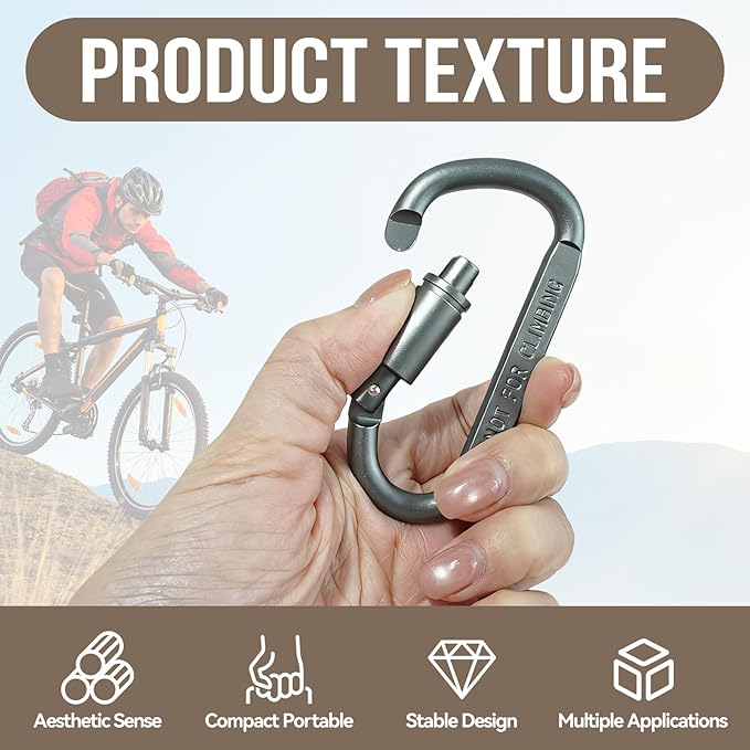 4 Pack Stroller Hooks, Carabiner Clips with Nylon Straps for Bicycle, Motorcycle, Wheelchair, Luggage, Scooter, Can be Used to Hang Diaper Bags, Helmets, Shopping Bags
