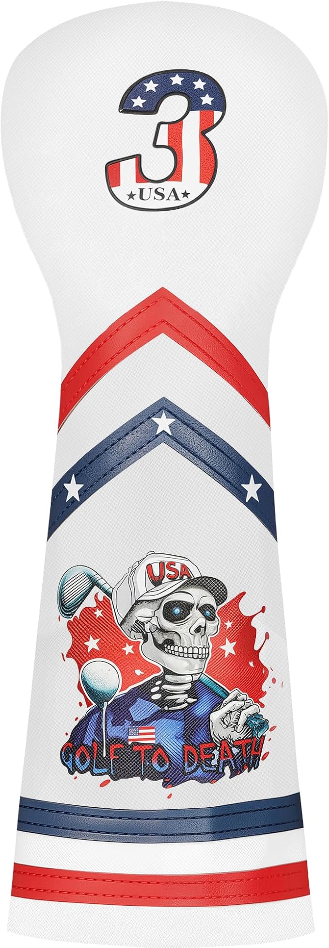 Golf Club Headcover for Drivers, Fairway Woods, Hybrid/Rescue Funny Style Premium Leather Golf Headcovers Set with Embroidery Tags