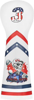 Golf Club Headcover for Drivers, Fairway Woods, Hybrid/Rescue Funny Style Premium Leather Golf Headcovers Set with Embroidery Tags