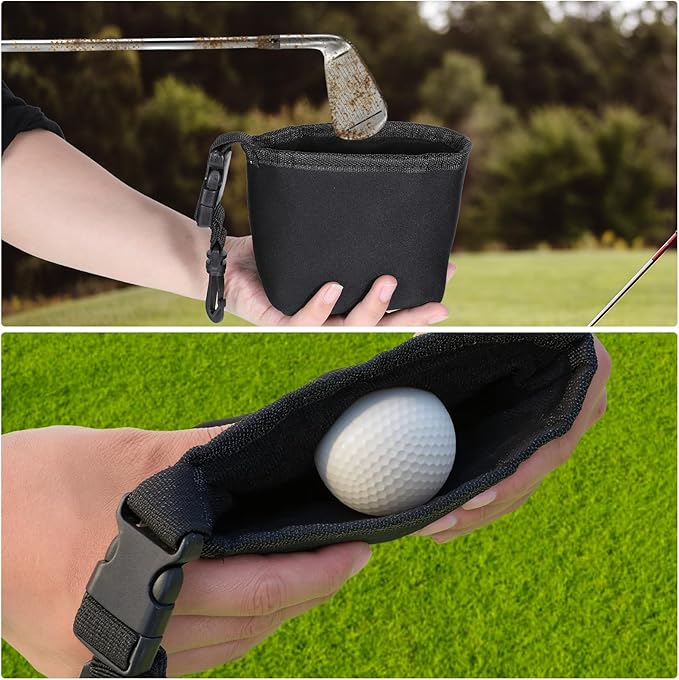 Golf Club Cleaner Bag with Clean Club Grooves, Golf Ball Cleaner Pouch with Waterproof Clean Face Tech Liner, Detachable Clip Machine Washable Golfball Washer Bags Golfball Accessories