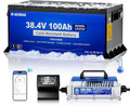 DC HOUSE 36V 100AH Cold-Resistant Metal Case Lithium Battery Golf Cart, Low Temp Discharge Down to -22°F, ≥95% Capacity Retention in Winter, 200A BMS, Bluetooth & LCD Monitor, Peak Current 700A