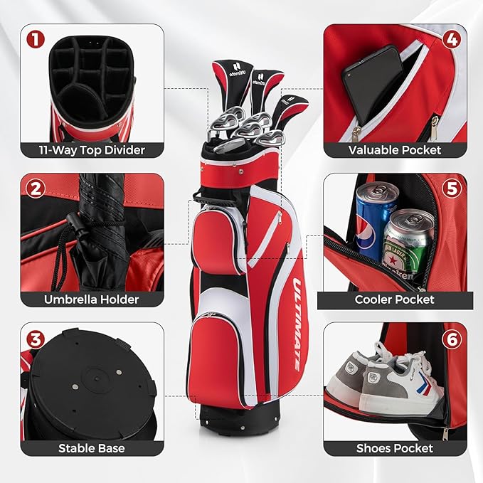 ULTIMATE Women's Complete Golf Club Set, 9/11pcs Right Handed Ladies Golf Clubs Set w/ 460cc Alloy Driver, #3 Fairway Wood, Hybrid, #6/#7/#8/#9/#P Irons & Putter
