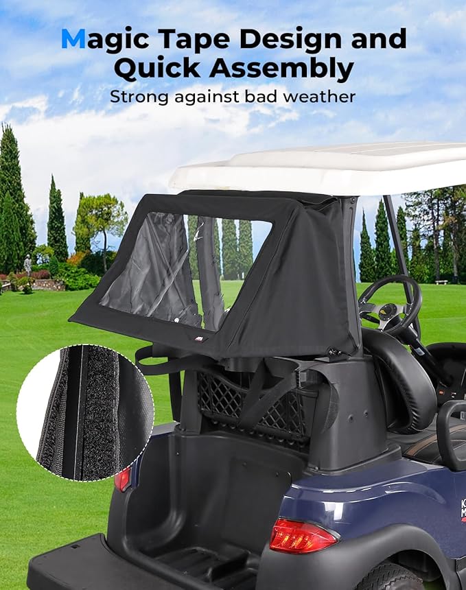 KEMIMOTO Foldable Rear Golf Cart Rain Cover for 2 Passenger Golf Bag Cover Compatible with Club Car Tempo