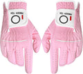 FINGER TEN Womens Ladies Golf Gloves Pair Both Hand or 2 Pack Left Right Hand, All Weather Grip & Comfortable Glove for Serious Performance, Stylish Pink White Fit S M L XL