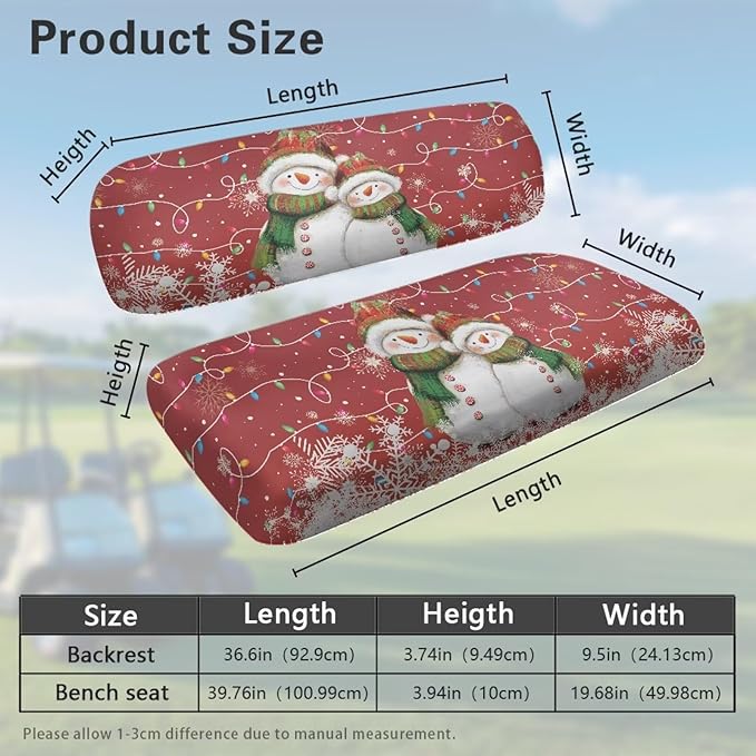 Golf Cart Seat Covers, Universal Fit & Nonskid Bottom Fits for Club Car 2 Person Seats Golf Carts