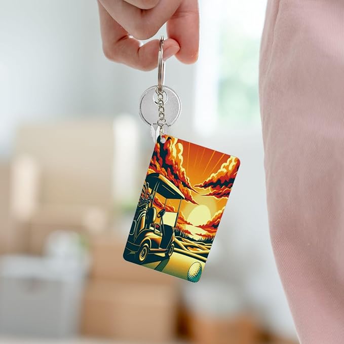 Keychain - Rectangular Acrylic Keychain Daily Key Ring Car Key Fob Holder 2X3 Inch