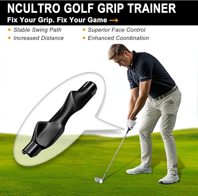 Golf Grip Trainer, Grip Trainer for Golf Clubs - Right Hand Golf Training Aid with Ergonomic Design, Corrects Golf Grip Posture and Improves Swing Accuracy