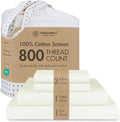 Threadmill Luxury 800 Thread Count California King 100% Cotton Sheets - Ivory Sateen Weave Bed-Sheets, Better Than Egyptian Cotton, 4 Pc Solid Bed Set, Fits 16" Deep Pocket