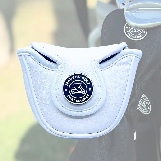 Classic Blade and Mallet Putter Headcovers with Madson Golf Cart Magnet for Secure Positioning and Quick Access, Protective PU Leather Head Covers, Magnetic Golf Accessories