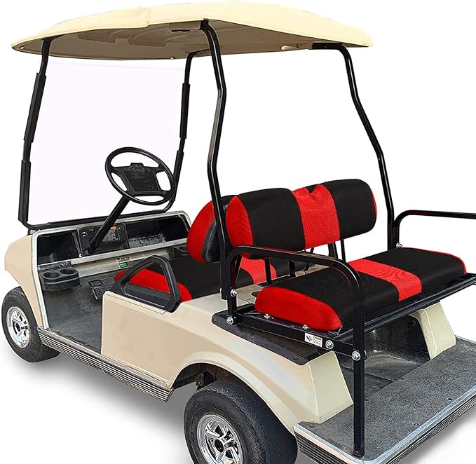 Golf Cart seat Covers for Club Car DS, Golf cart Washable Seat Cover Front with Back, Breathable Air Polyester Mesh Cloth, Cool in Summer and Warm in Winter