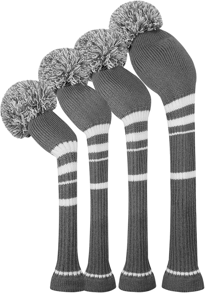 Scott Edward 1/3/4PCS Multi-Style Optional Individualized Knit Golf Club Head Covers, Driver Wood(460cc) Fairway Wood and Hybrid(UT)，for Male/Female Golfers,Custom
