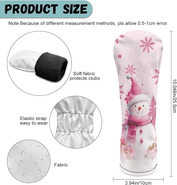 Golf Club Head Covers for Club Protective, Waterproof PU Leather Driver Fairway Wood Hybrid Head Cover