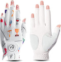 FINGER TEN Stylish Golf Gloves Women with Ball Marker 1 Pack for Left or Right Hand, Breathable Glove with Fashion Patterns for Ladies Right Left Handed Golfer