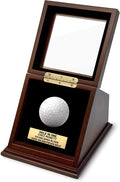 Hole-in-One Golf Ball Display Case -Custom Brass Plaque Engraving-Durable Wood & Glass Design