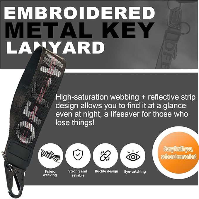 Fashionable Car Key Chain, Fabric Wrist Strap With Key Ring, Can Be Used To Hang Car Keys, Wallets, Jeans Decorations, Key Chain Accessories (Black)